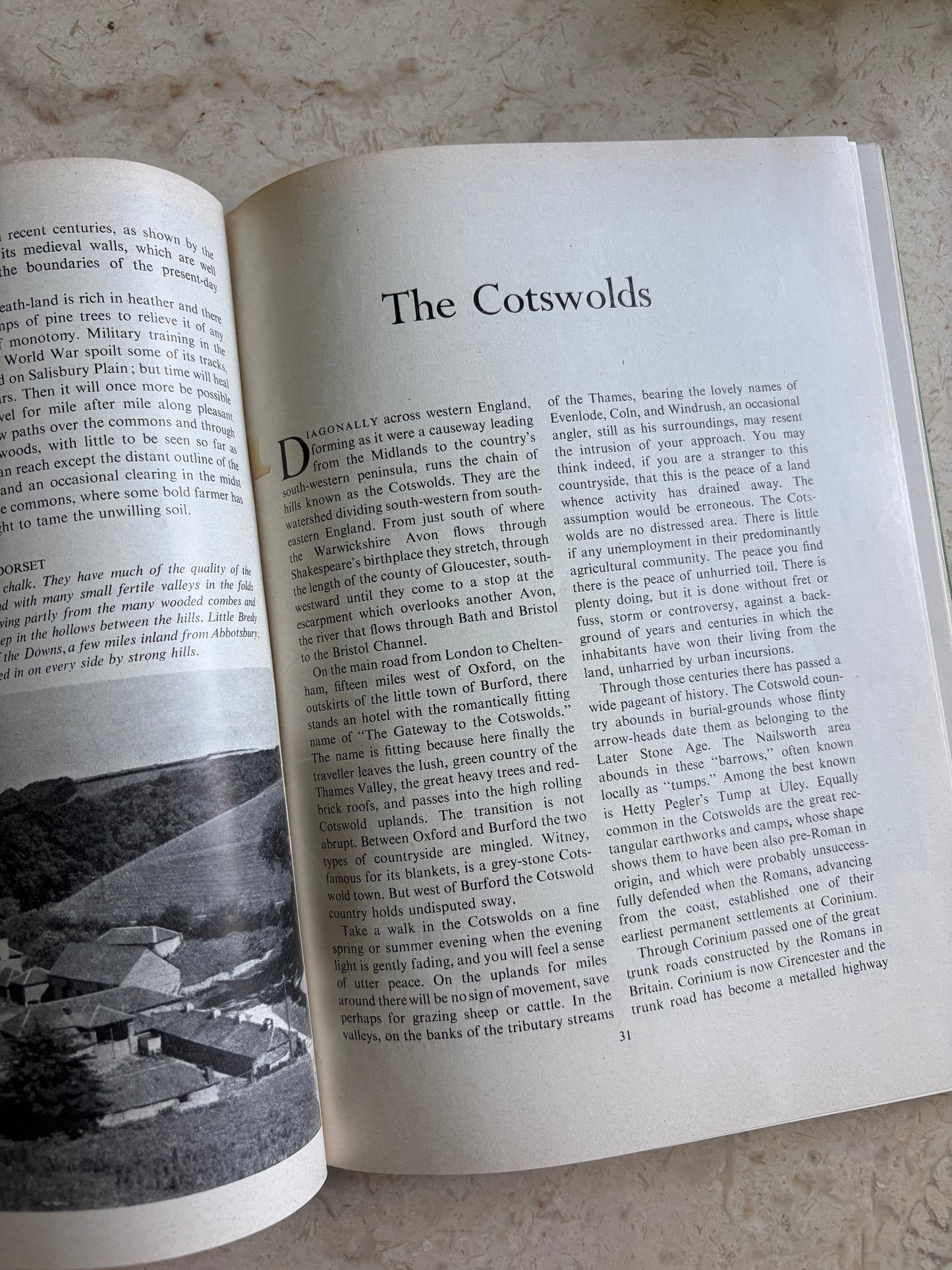 vintage green linen covered British book 'British Countryside in Colour'