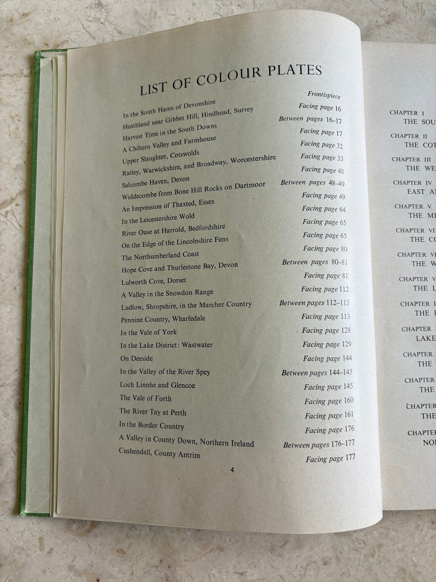 vintage green linen covered British book 'British Countryside in Colour'