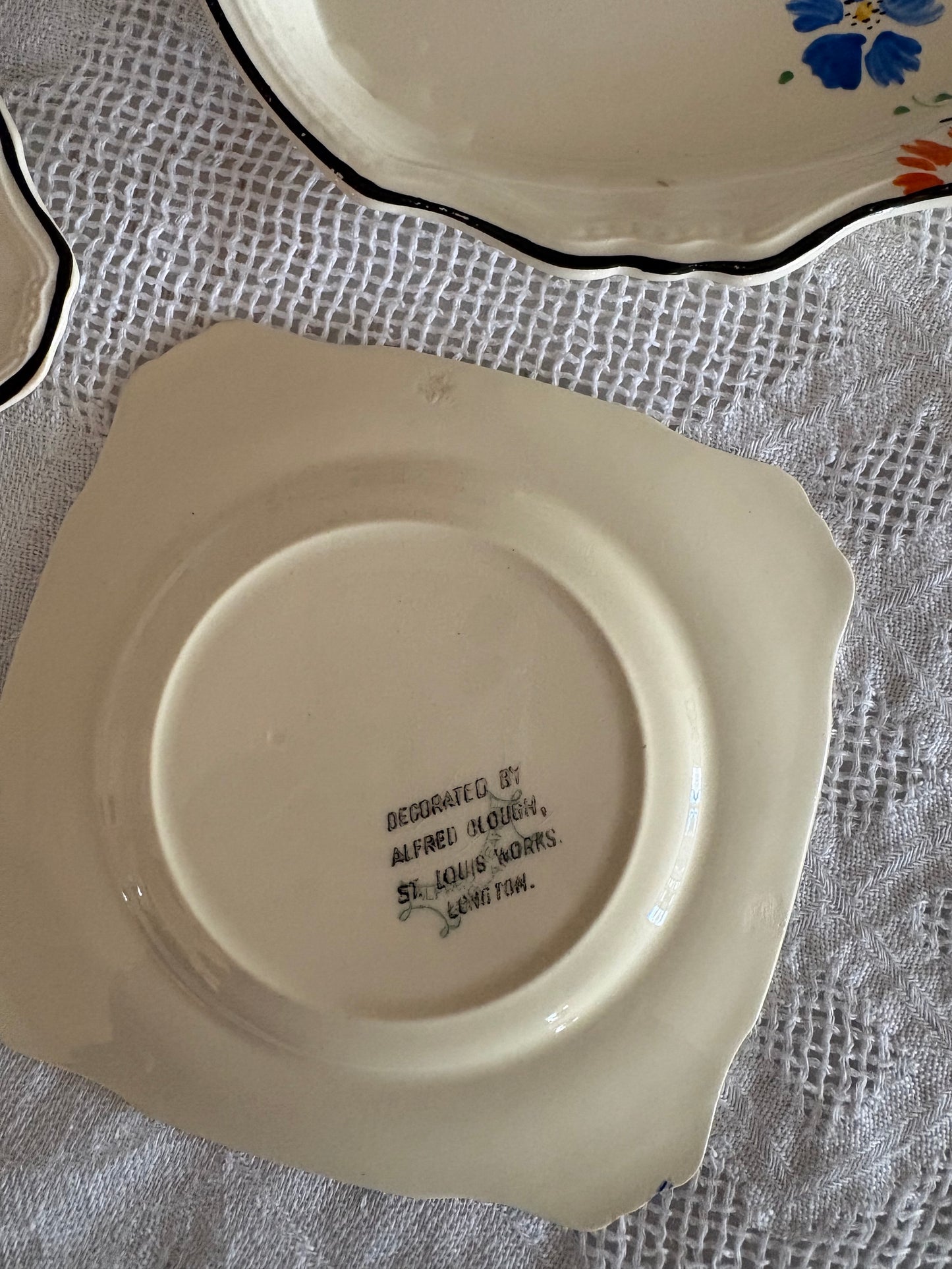 Antique English hand-painted 5-piece serving set 'Alfred Meakin'