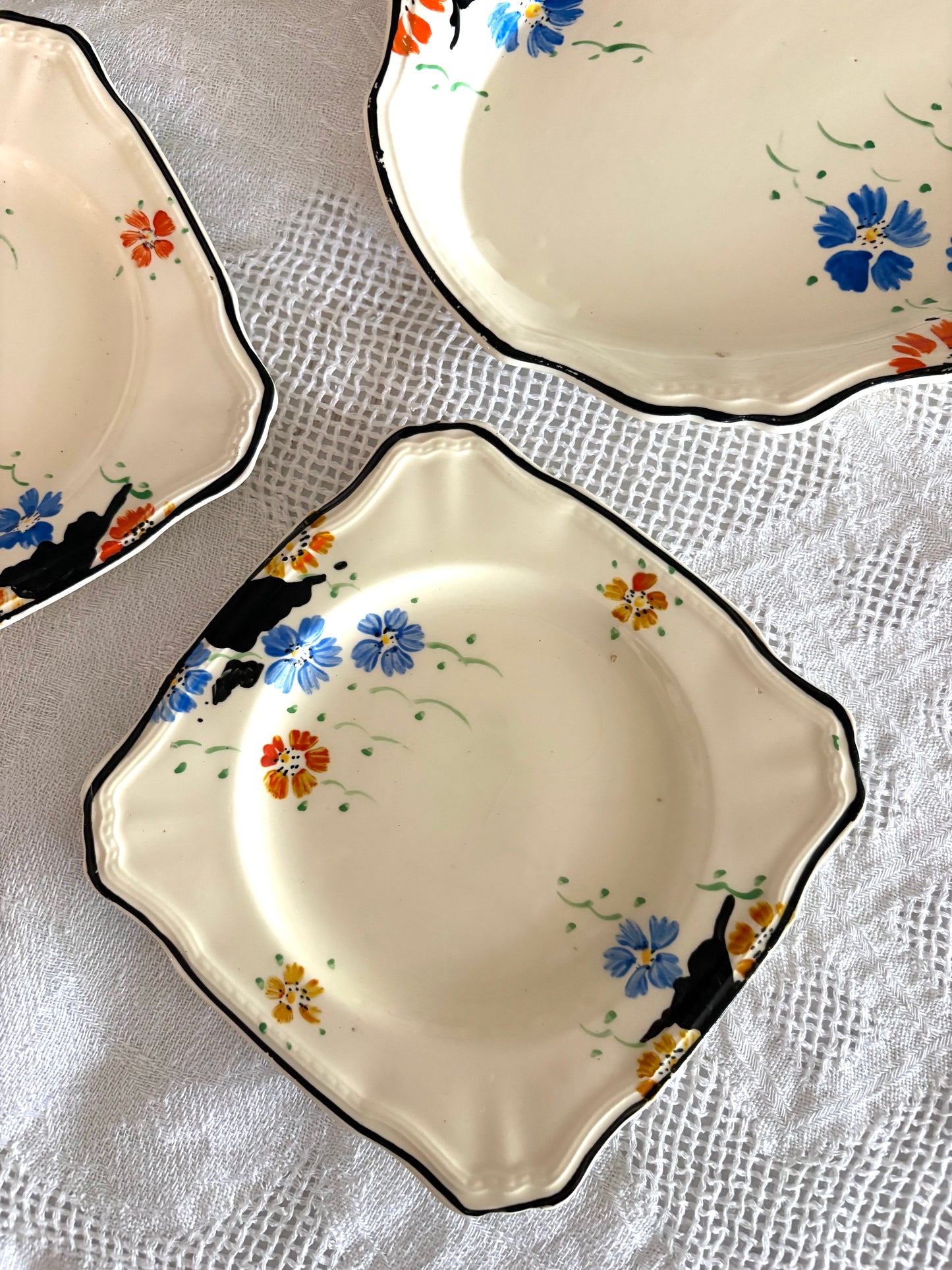 Antique English hand-painted 5-piece serving set 'Alfred Meakin'