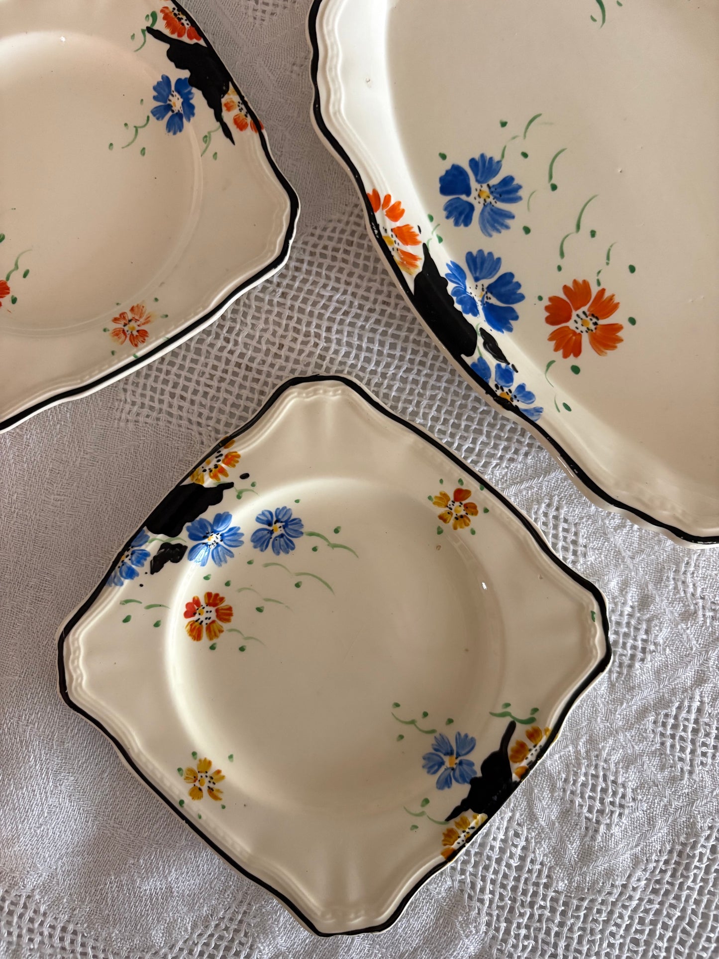 Antique English hand-painted 5-piece serving set 'Alfred Meakin'