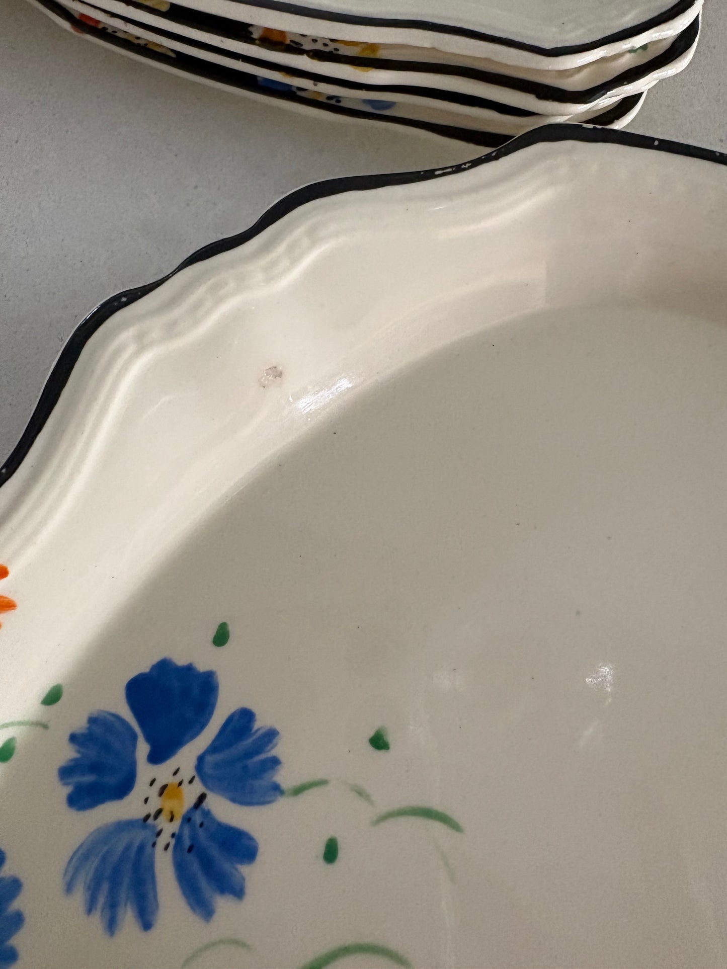 Antique English hand-painted 5-piece serving set 'Alfred Meakin'