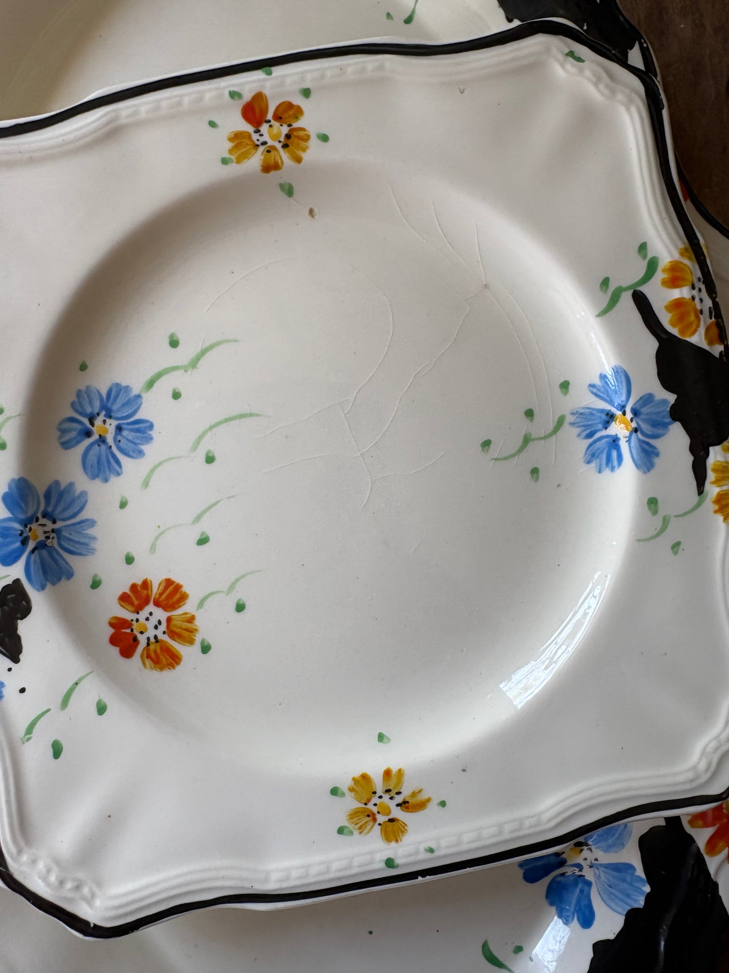 Antique English hand-painted 5-piece serving set 'Alfred Meakin'