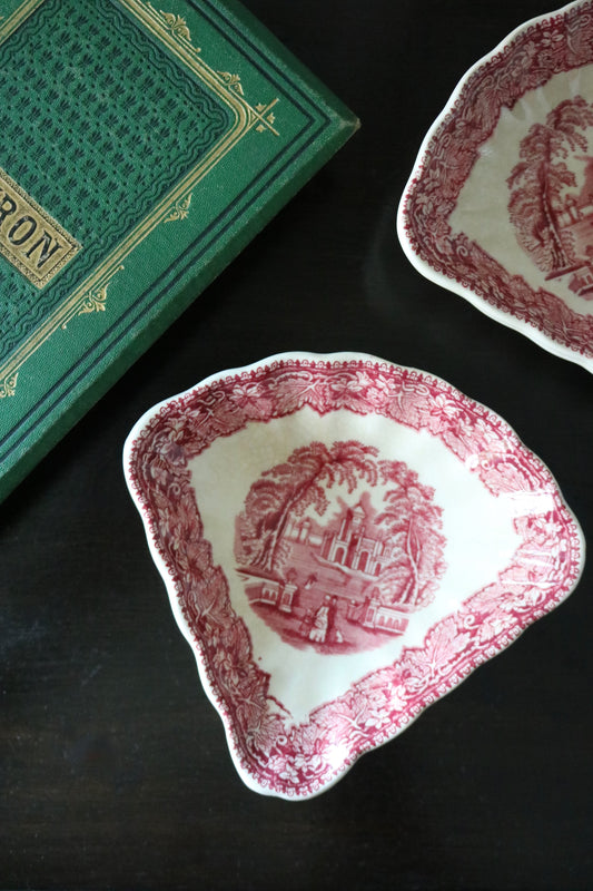 vintage Mason's Vista red cranberry transferware dish