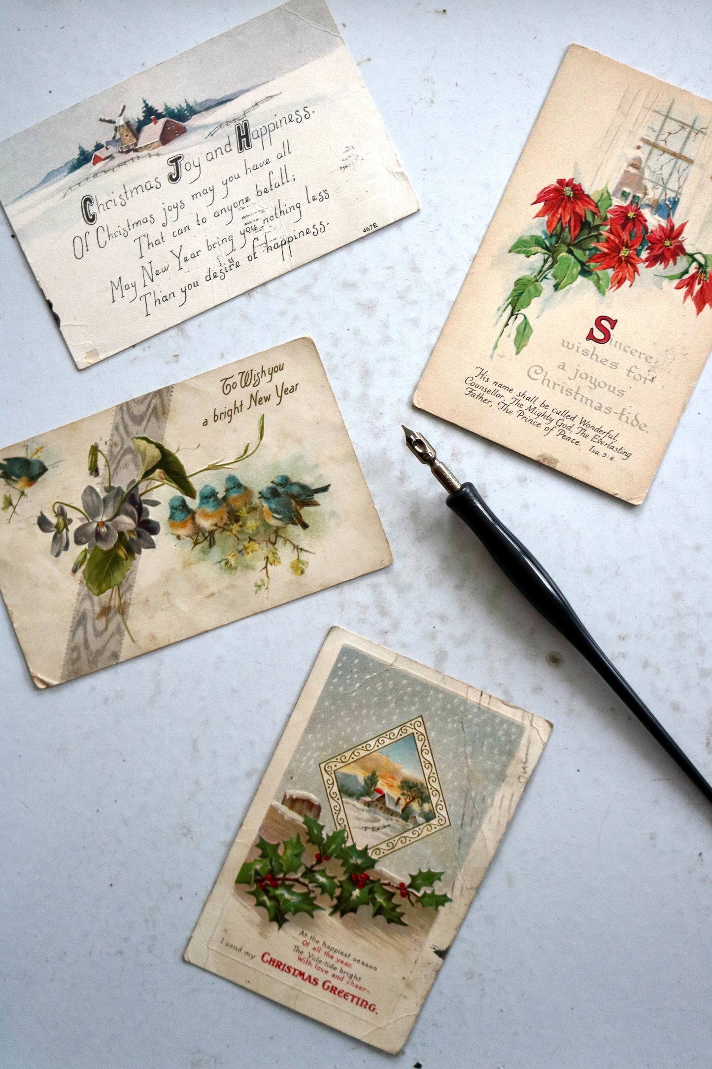 antique Christmas postcards, set of 4