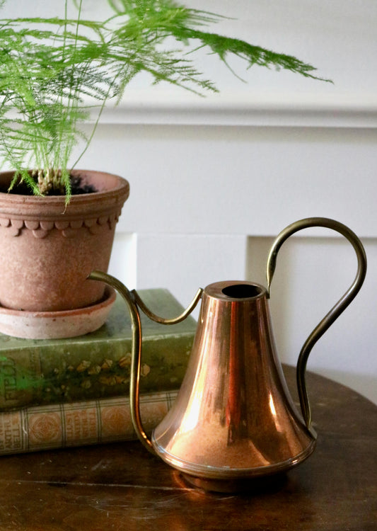 antique English copper and brass watering can