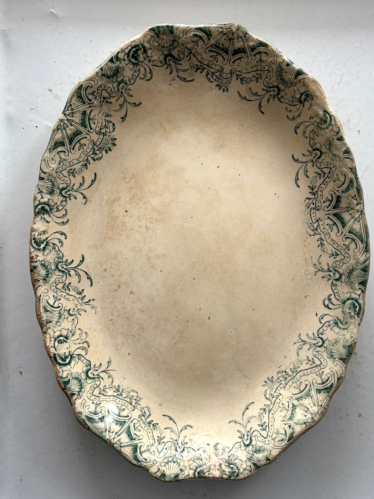 antique English transferware platter Portland Pottery 'Princess'