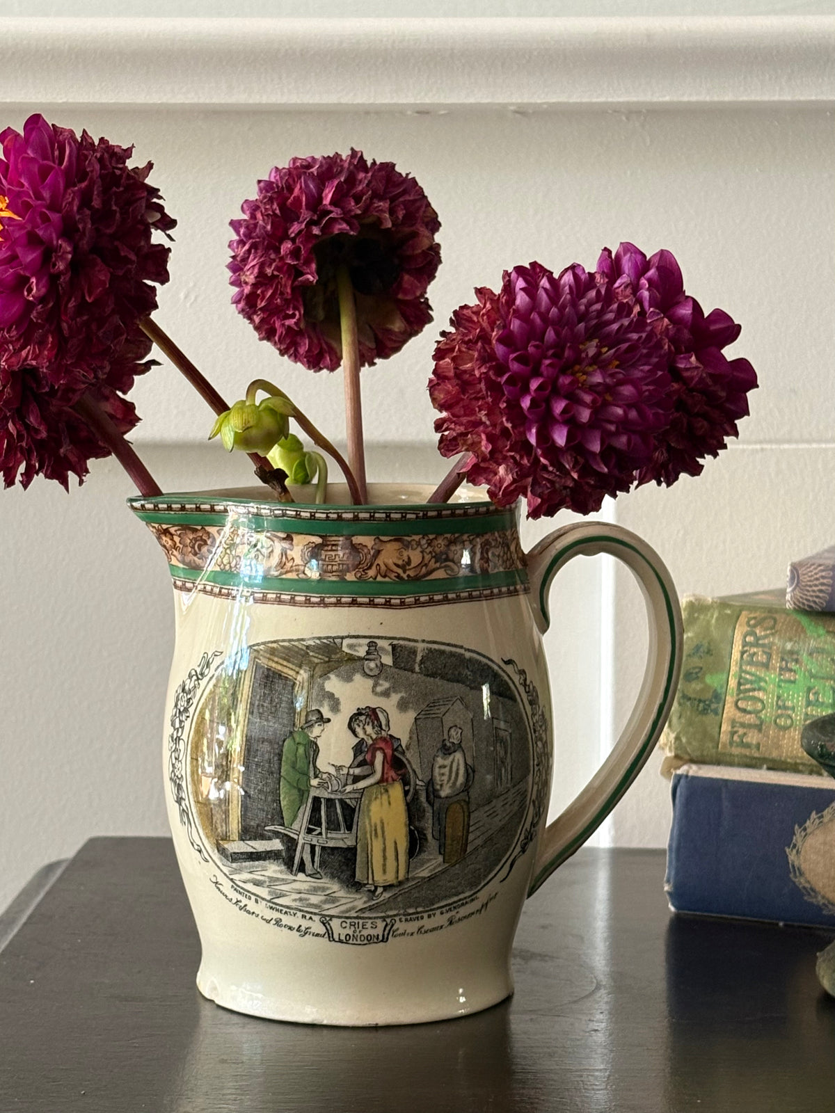 Antique English Tunstall jug 'Cries of London' WIlliam Adam's & Son