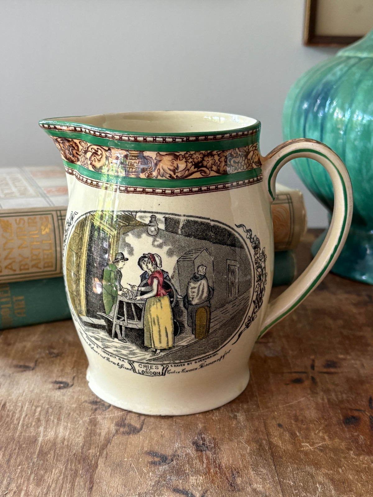 Antique English Tunstall jug 'Cries of London' WIlliam Adam's & Son