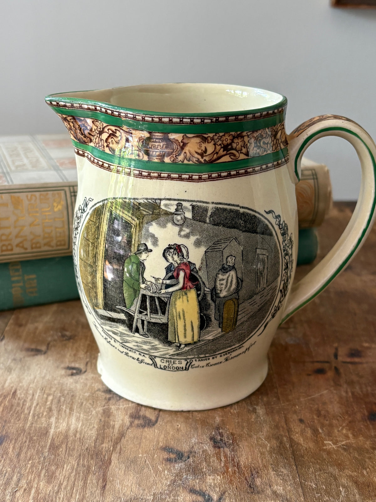 Antique English Tunstall jug 'Cries of London' WIlliam Adam's & Son