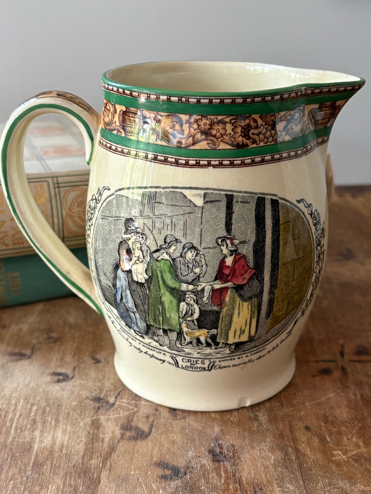 Antique English Tunstall jug 'Cries of London' WIlliam Adam's & Son
