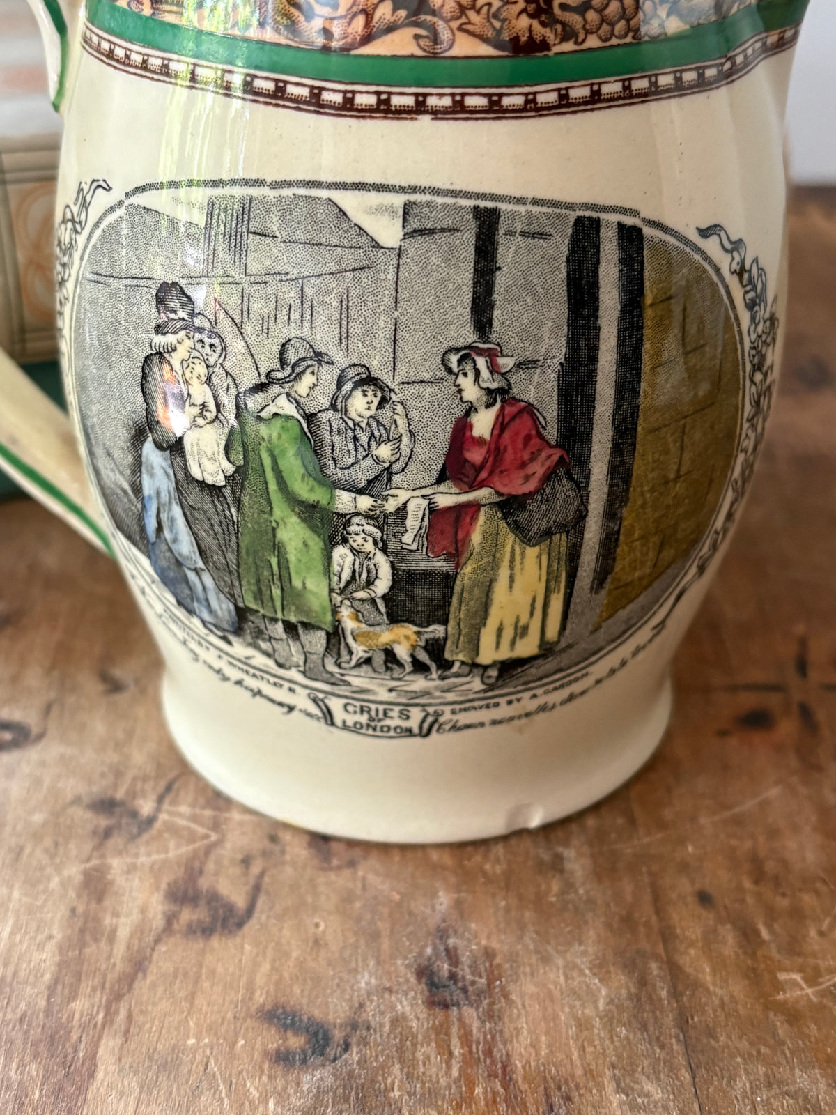 Antique English Tunstall jug 'Cries of London' WIlliam Adam's & Son