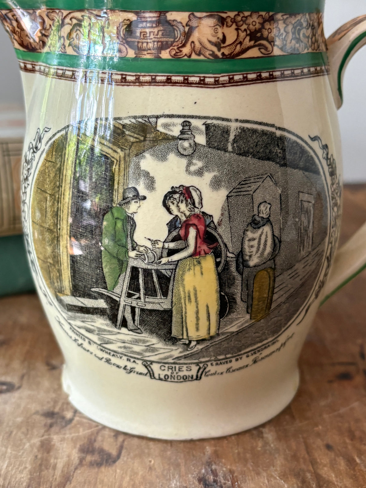 Antique English Tunstall jug 'Cries of London' WIlliam Adam's & Son