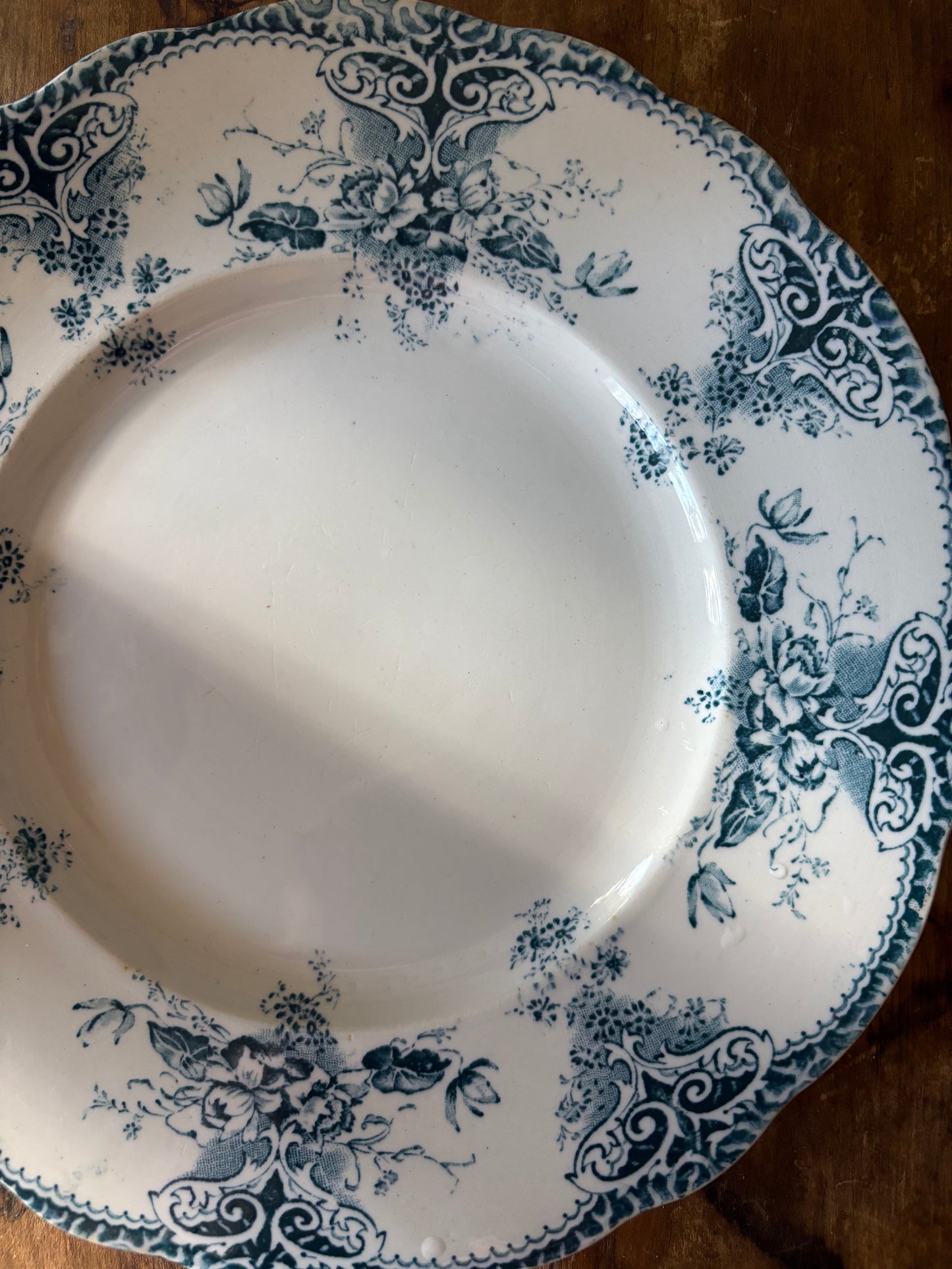 antique 10" blue transferware dinner plate 'Naida' by Upper Hanley Pottery