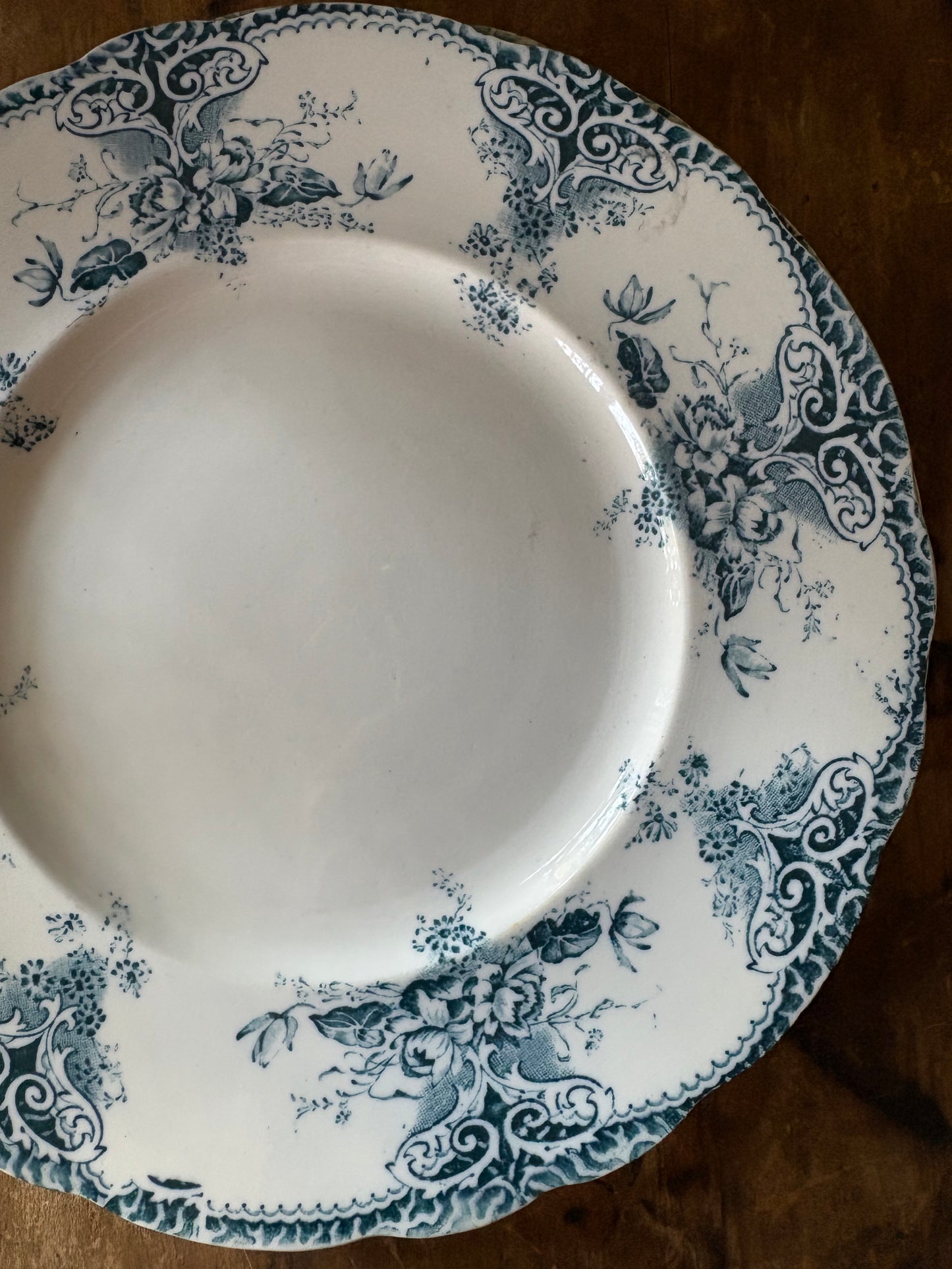antique 10" blue transferware dinner plate 'Naida' by Upper Hanley Pottery