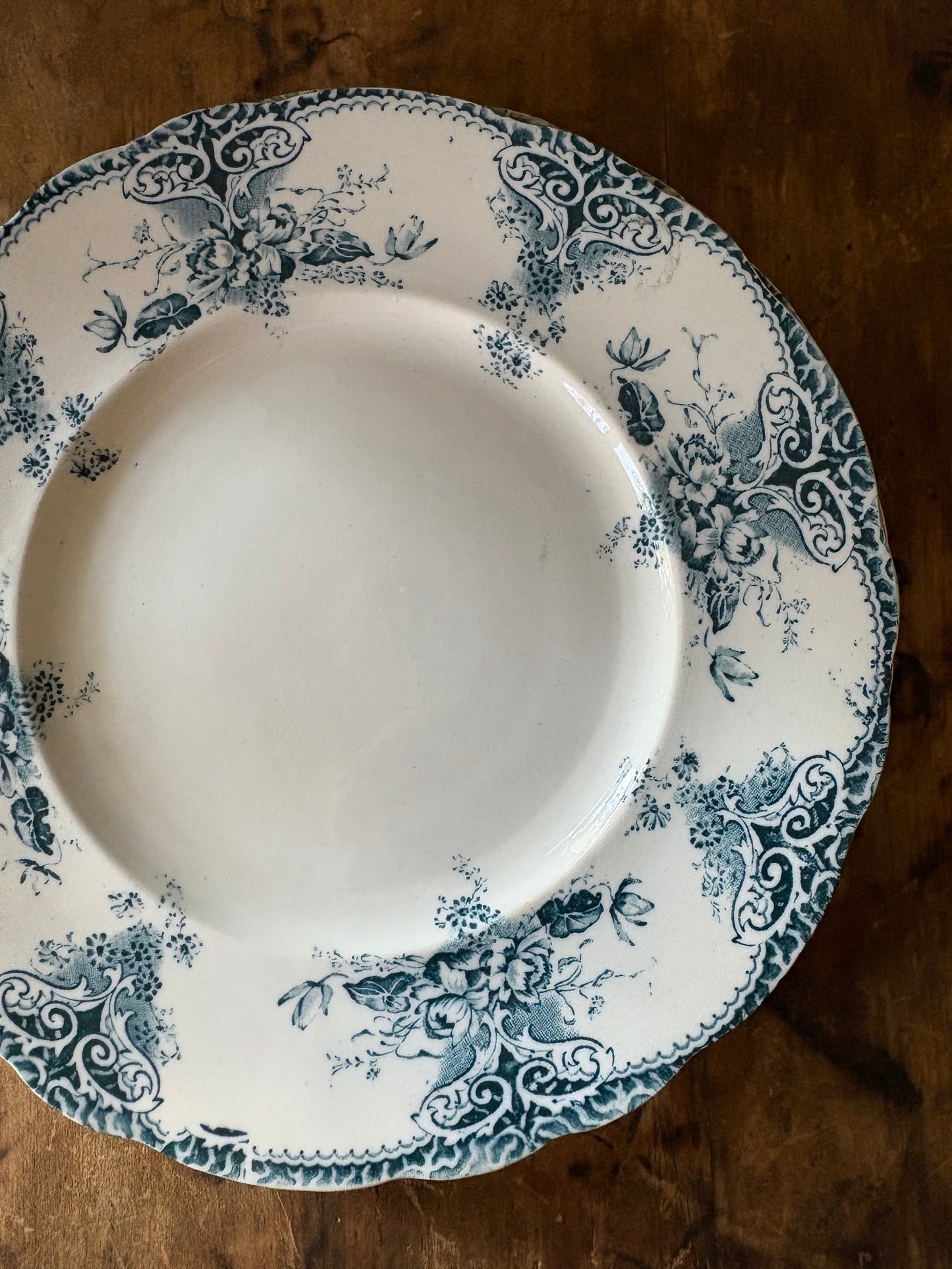 antique 10" blue transferware dinner plate 'Naida' by Upper Hanley Pottery
