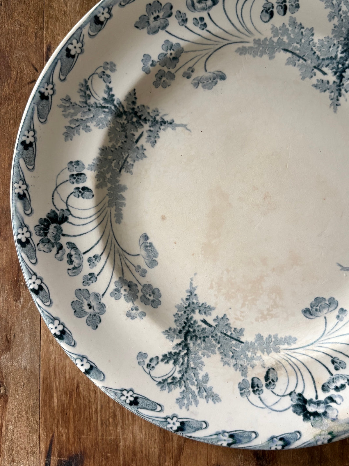 Antique French ironstone blue transferware plate - 'Chartres' by Faiencerie de Longwy
