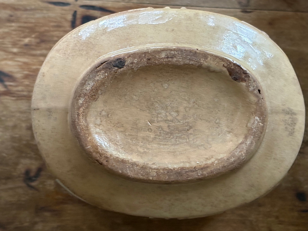 antique Victorian-era English Majolica lidded bowl
