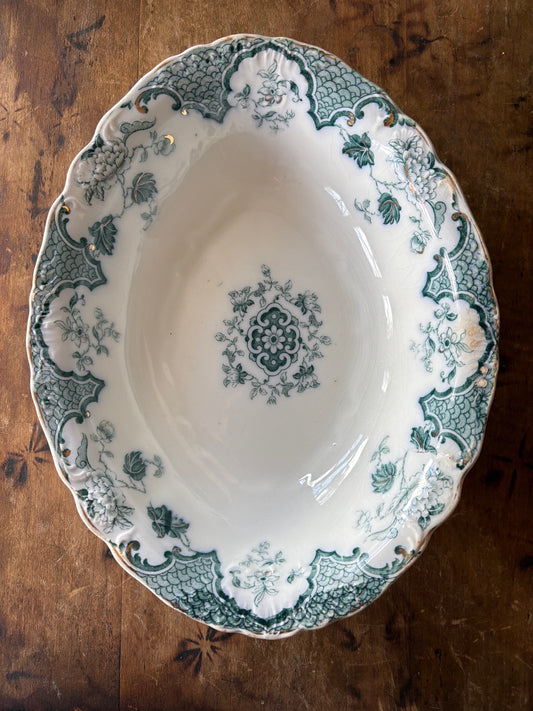 antique English teal transferware dish 'Sèvres' by J & G Meakin