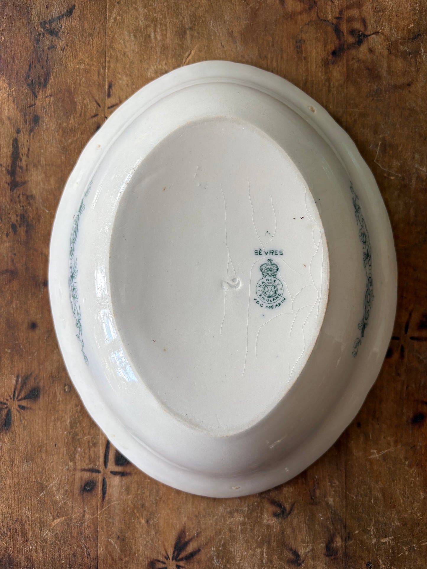 antique English teal transferware dish 'Sèvres' by J & G Meakin