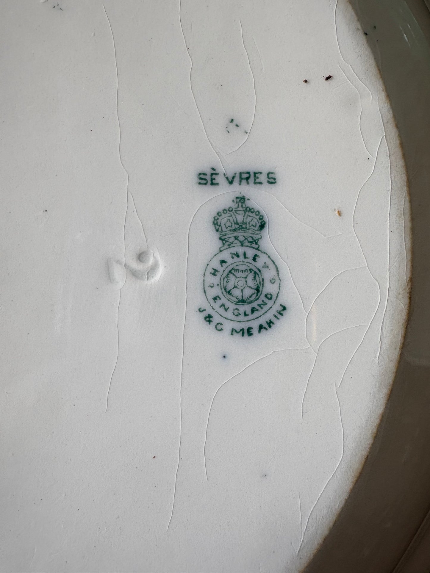 antique English teal transferware dish 'Sèvres' by J & G Meakin