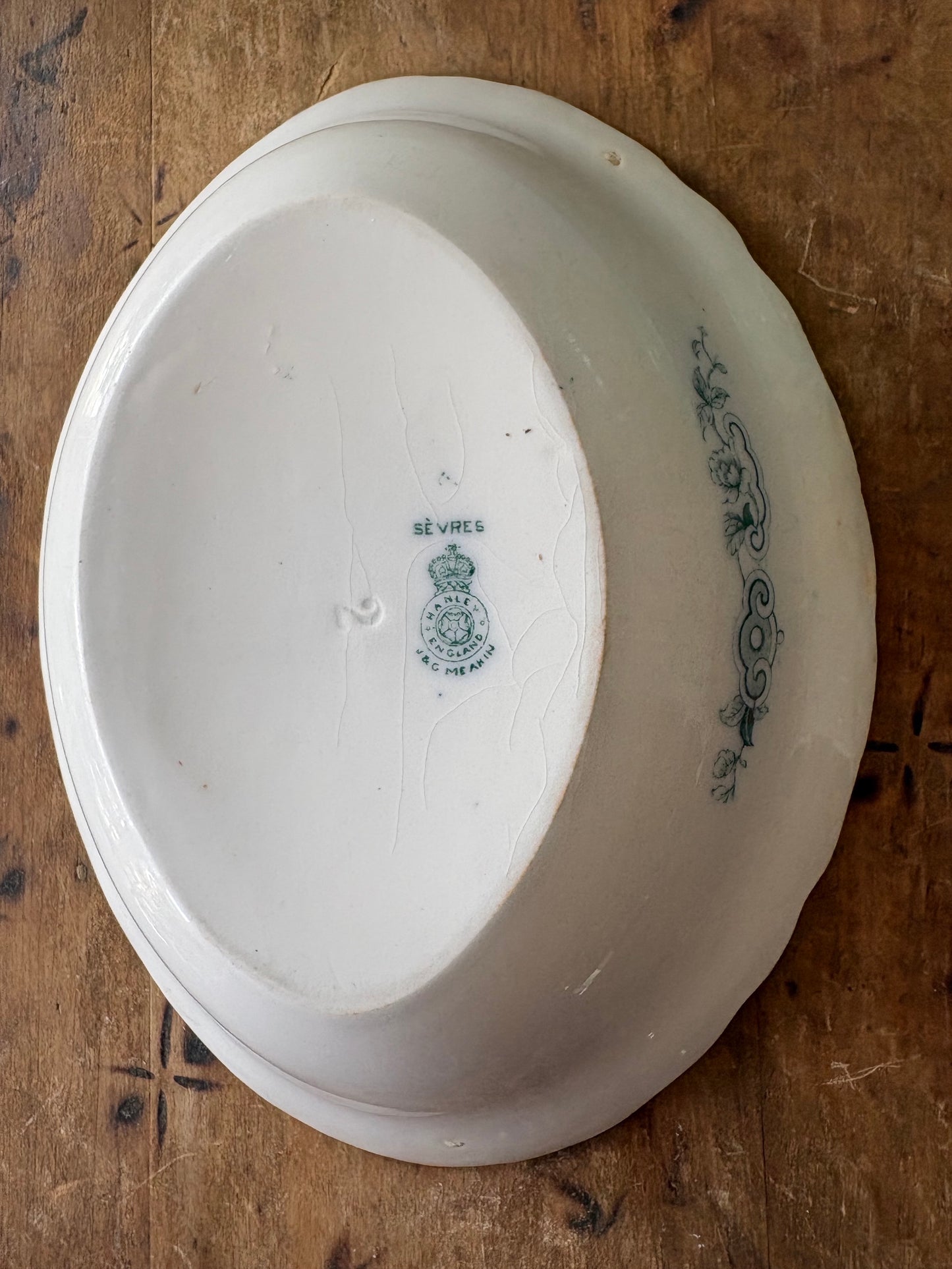 antique English teal transferware dish 'Sèvres' by J & G Meakin