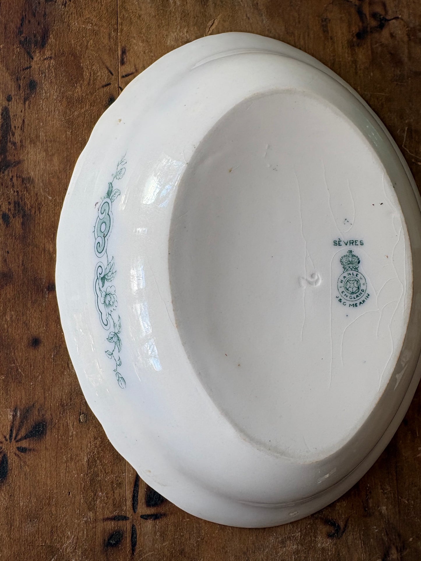 antique English teal transferware dish 'Sèvres' by J & G Meakin