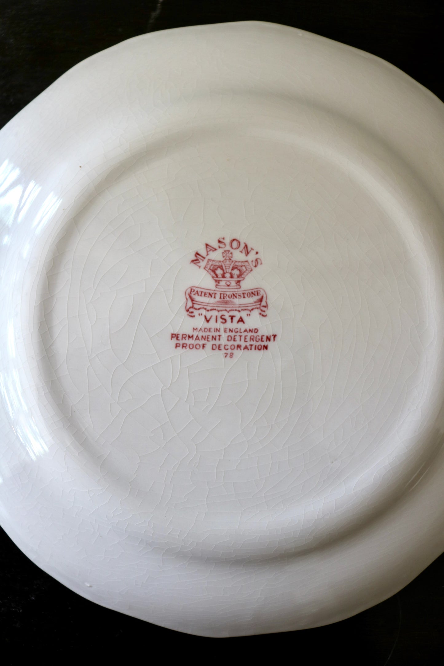 vintage English Mason's red cranberry transferware plate