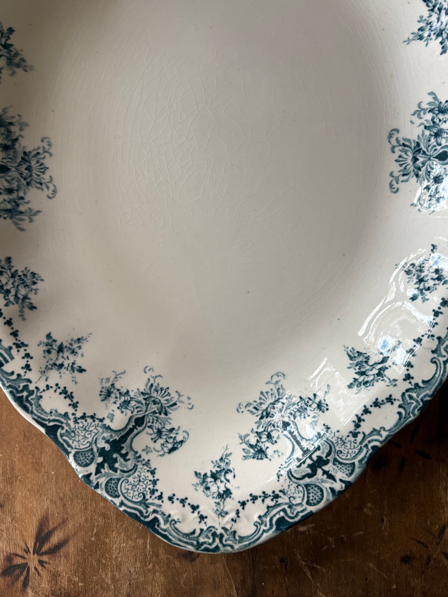 antique English transferware platter 'Alliance' by Upper Hanley Pottery Co.