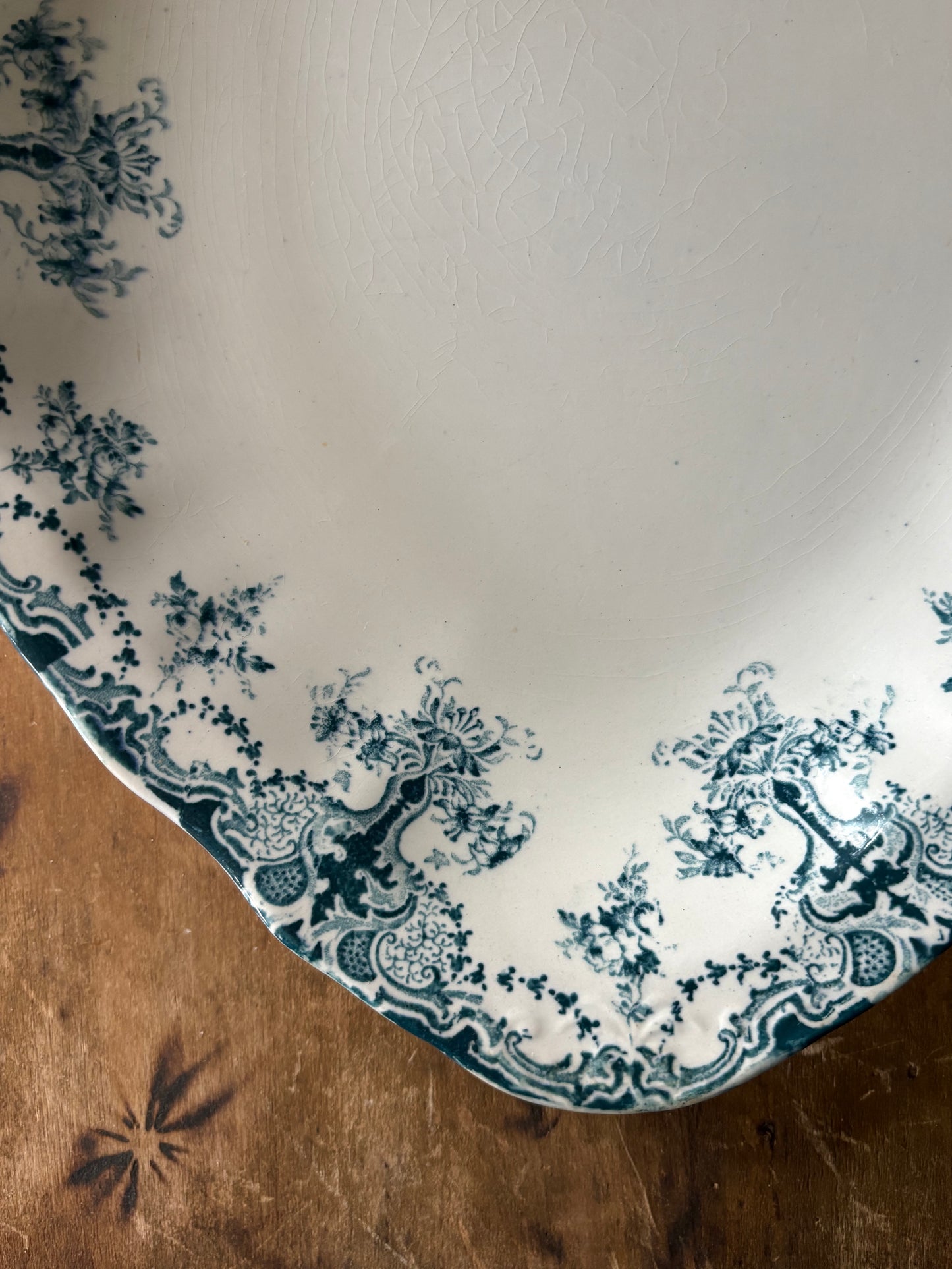 antique English transferware platter 'Alliance' by Upper Hanley Pottery Co.