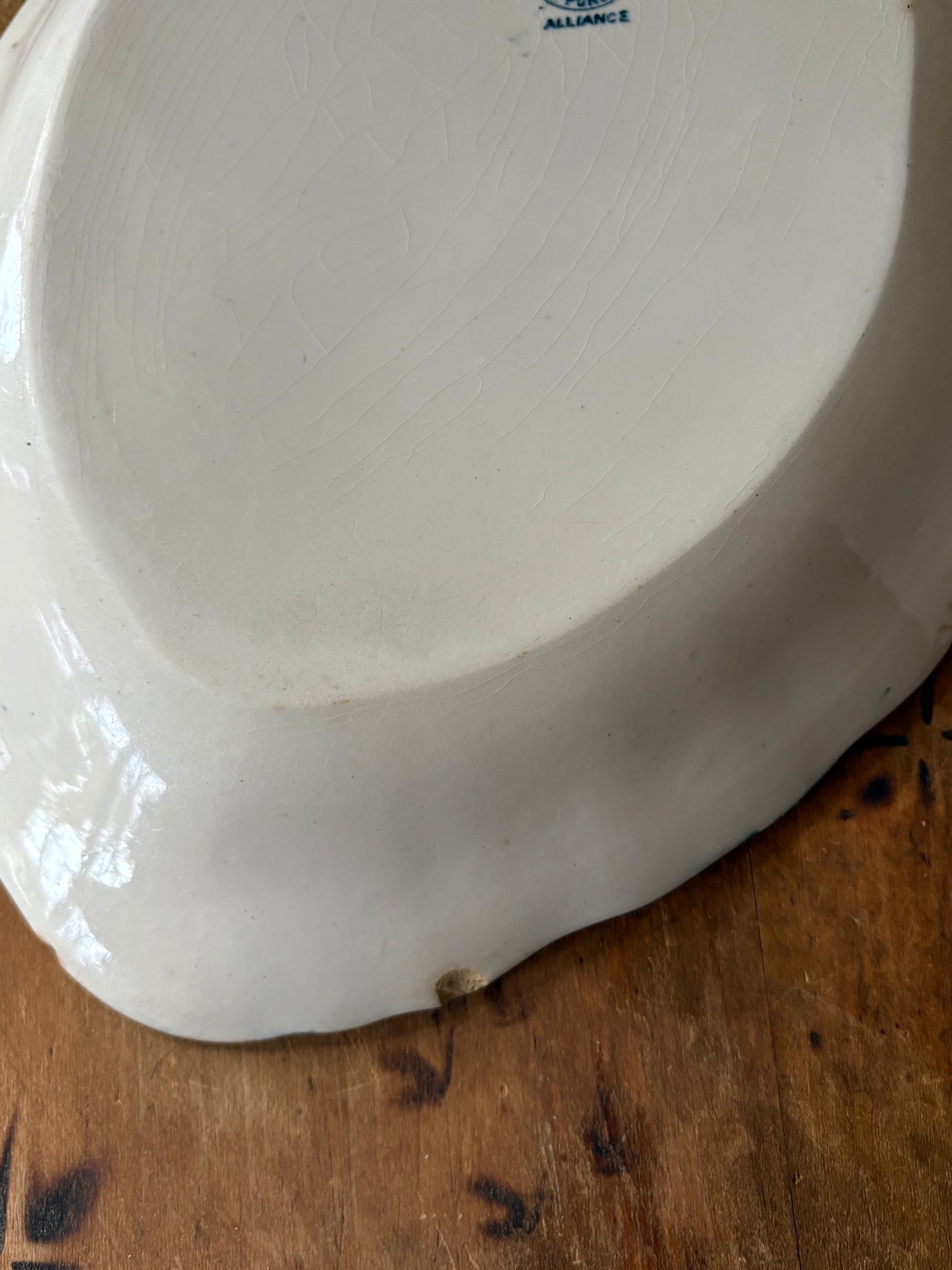 antique English transferware platter 'Alliance' by Upper Hanley Pottery Co.