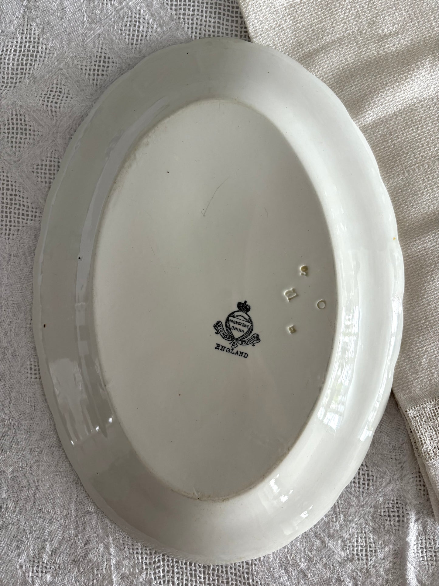 antique white Bishop & Stonier ironstone platter