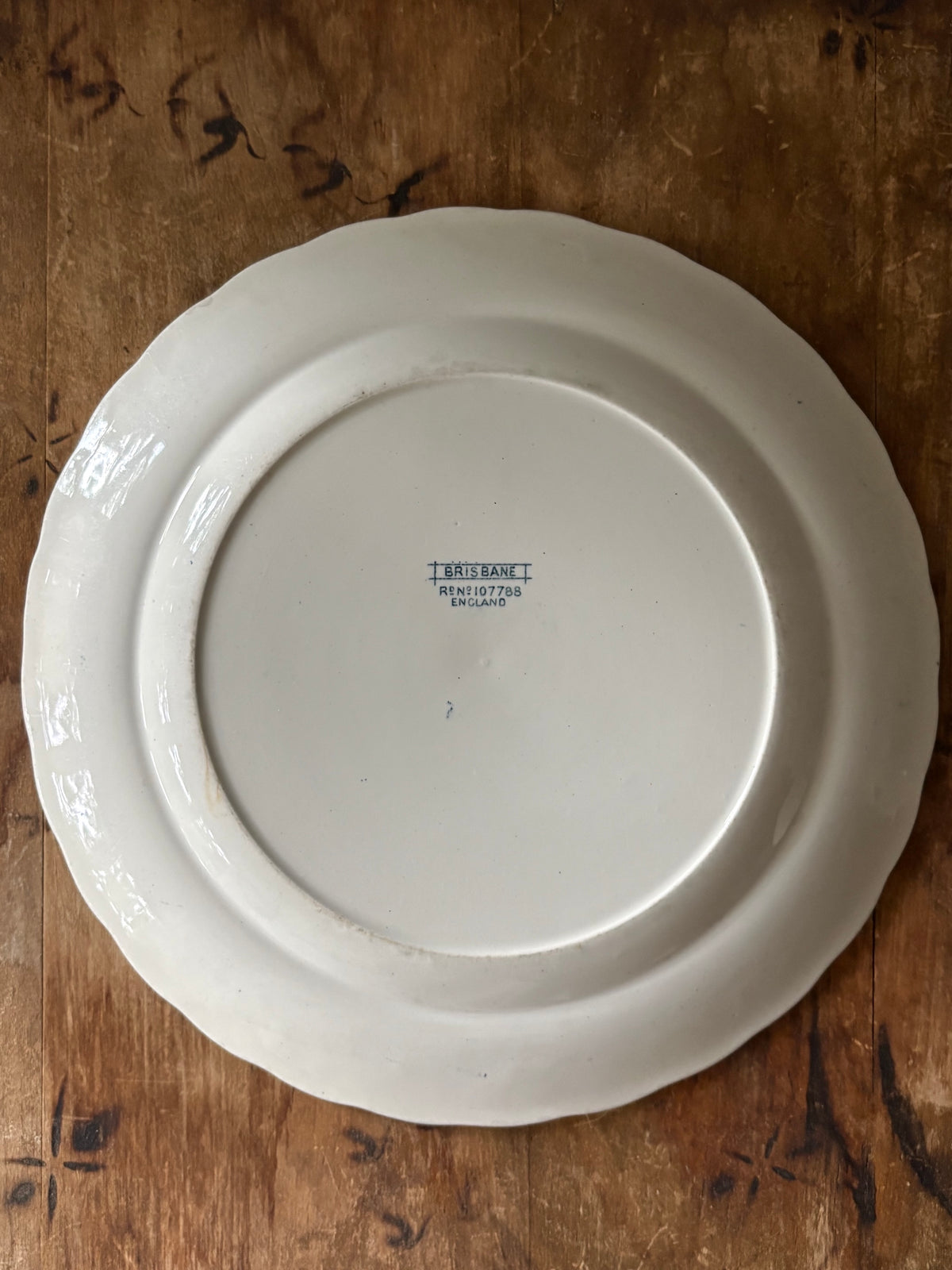 Antique English blue transferware plate 'Brisbane' F. Winkle & Co