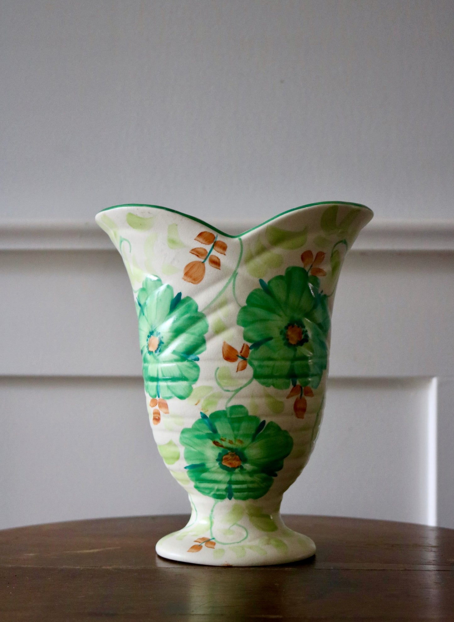 Beswick hand painted green floral vase