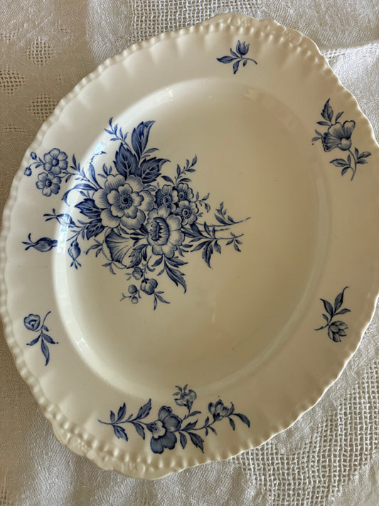 vintage English blue floral oval platter "Duval" by Grindley