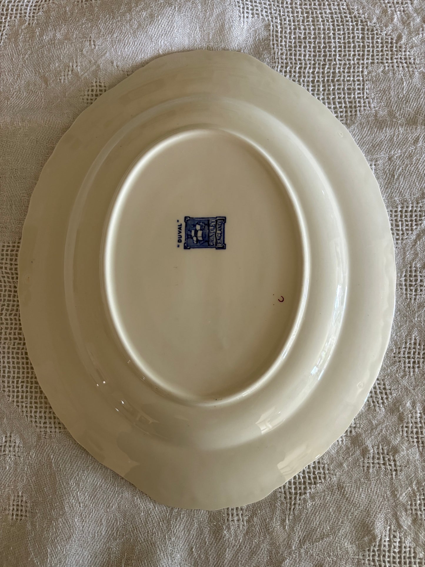 vintage English blue floral oval platter "Duval" by Grindley