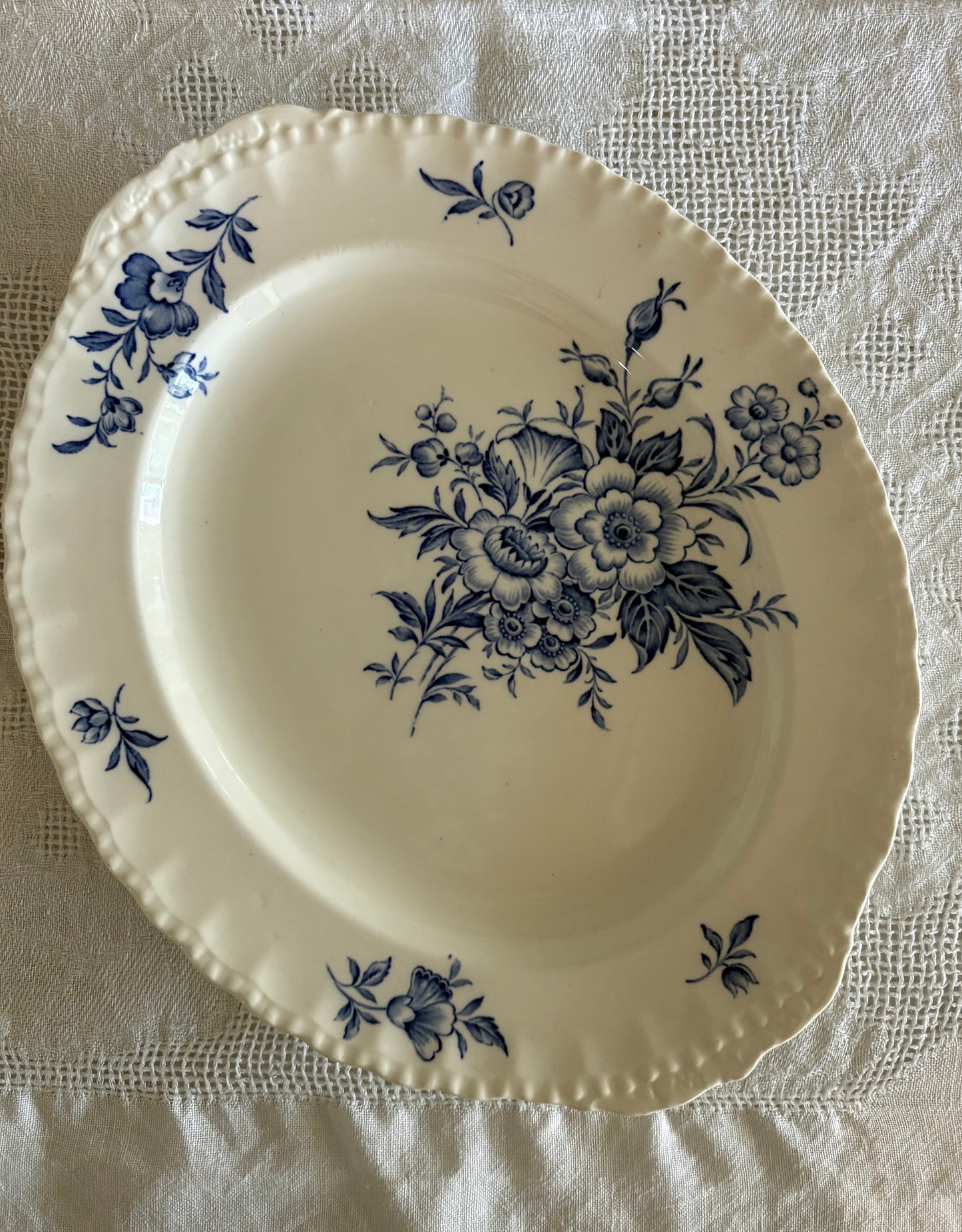 vintage English blue floral oval platter "Duval" by Grindley