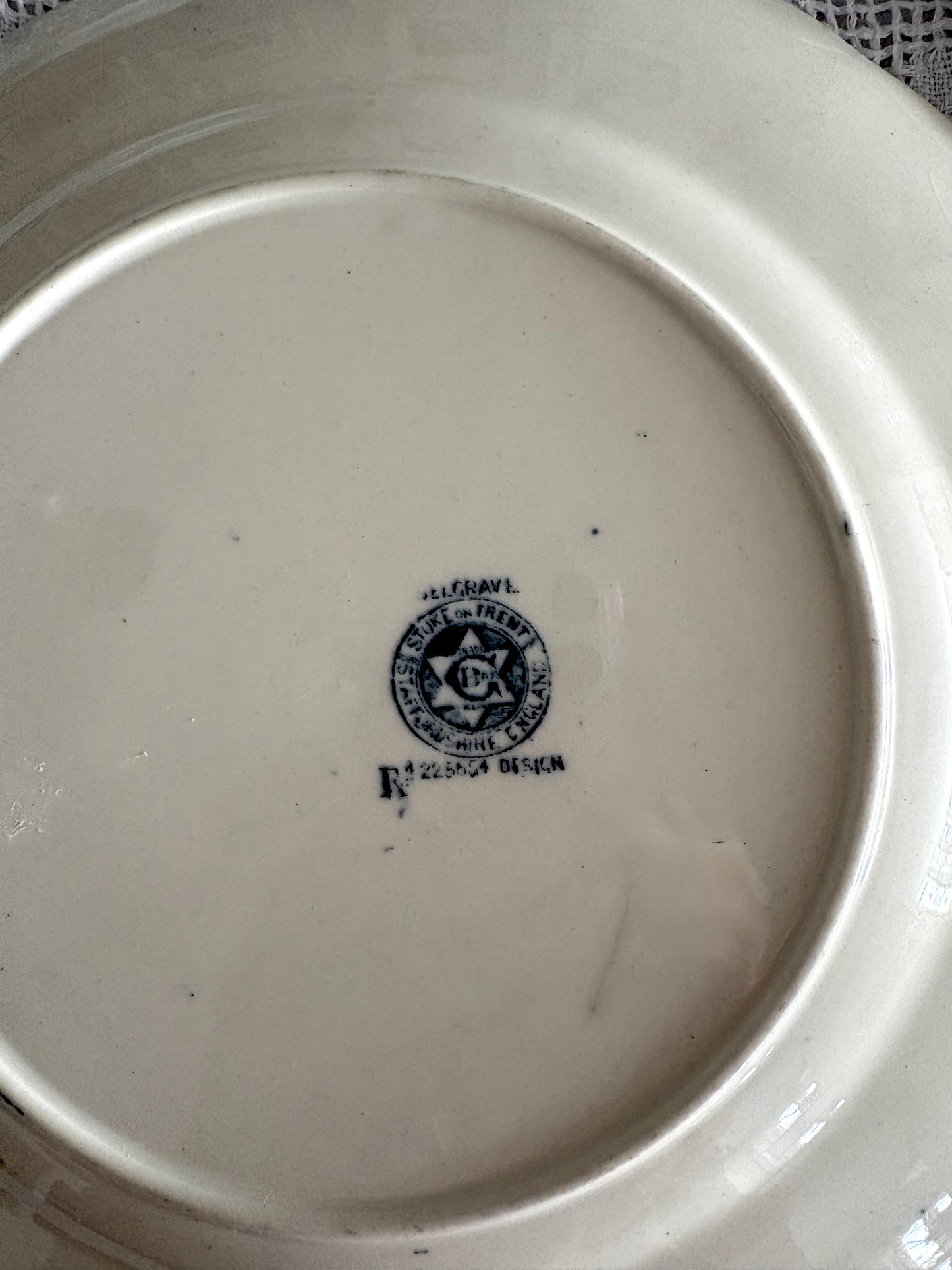 Antique English "Belgrave" blue transferware dinner plate