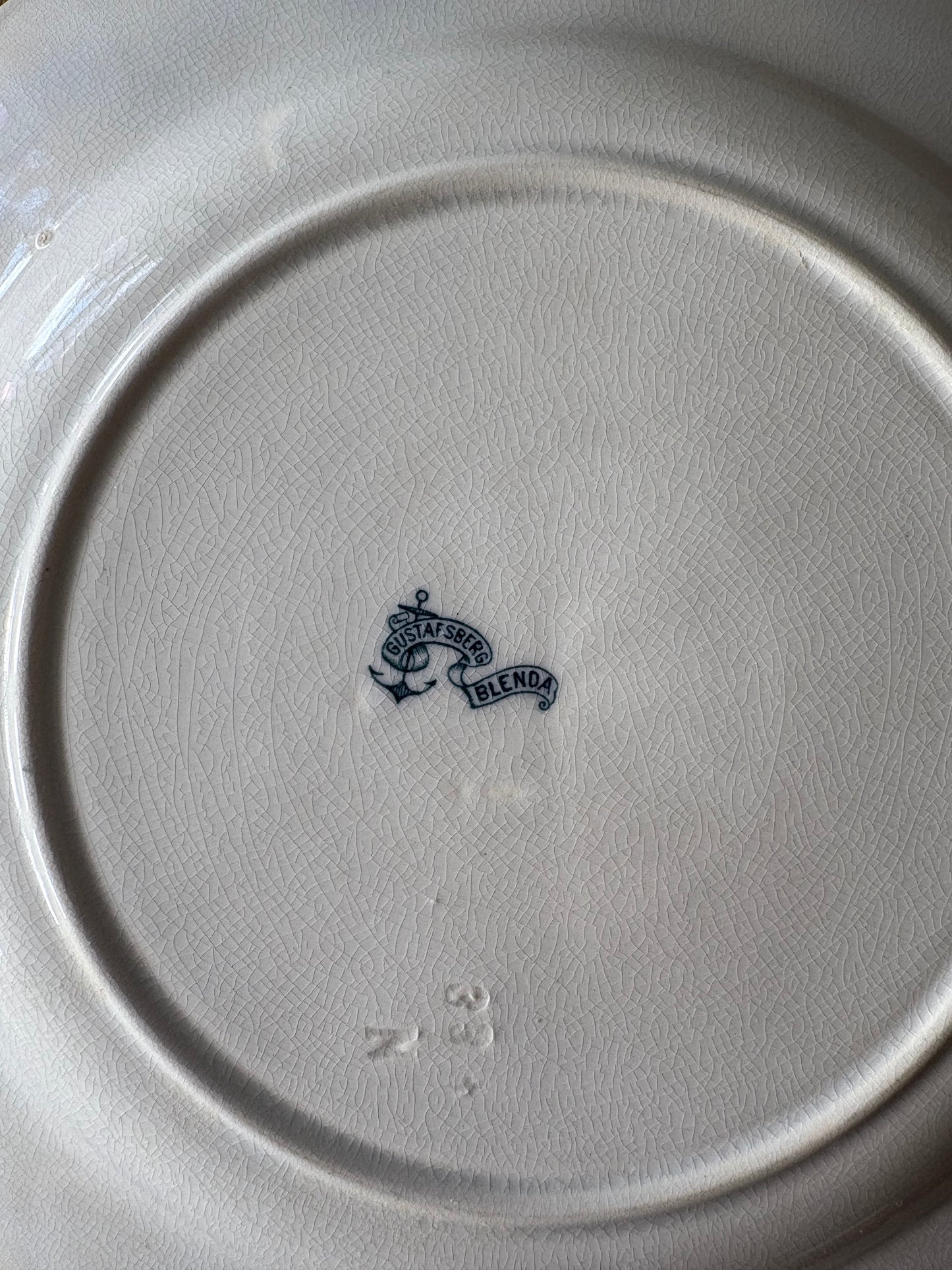 antique Swedish transferware plate Gustafsberg (Gustavsberg) "Blenda'