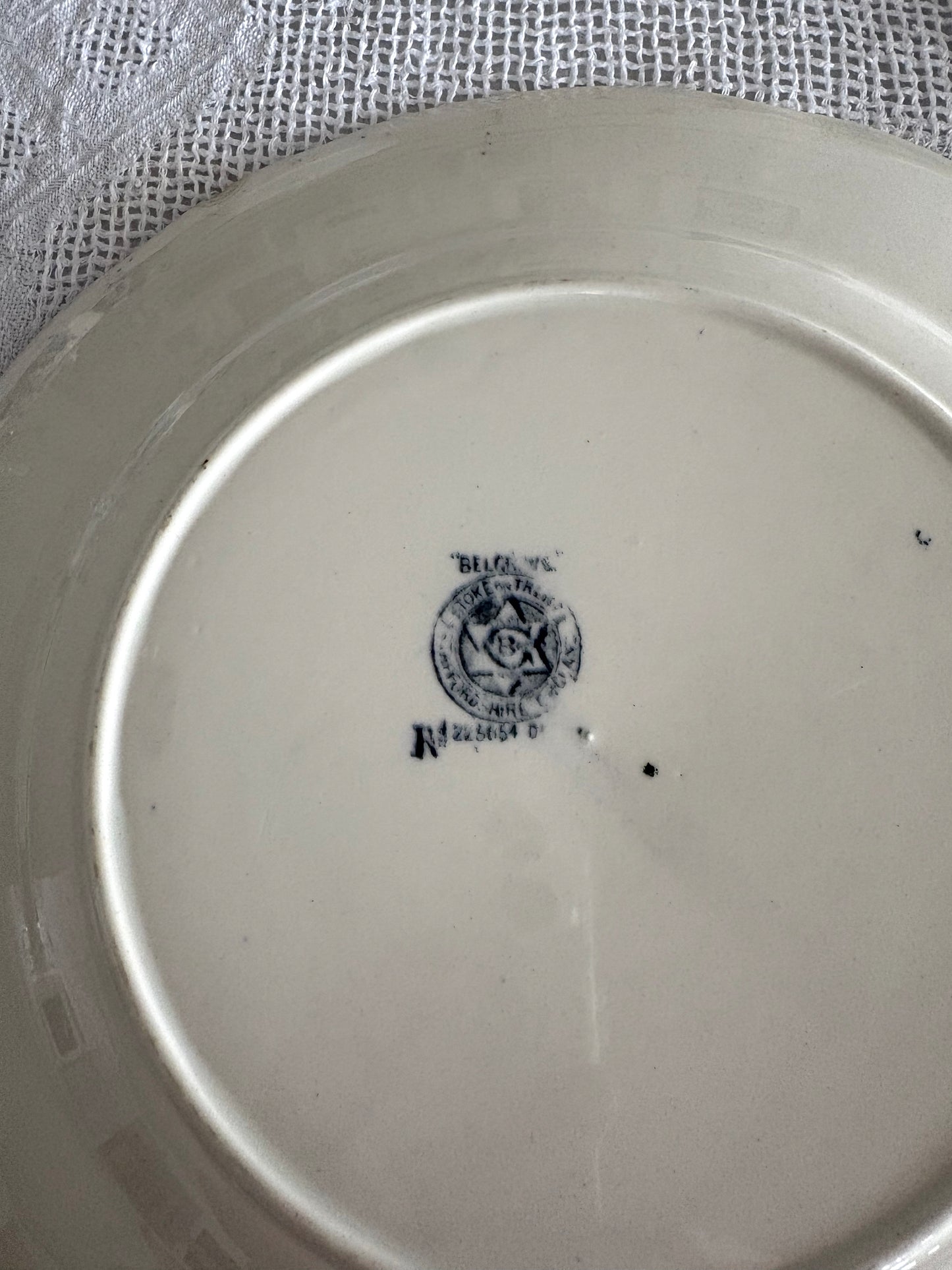 Antique English "Belgrave" blue transferware dinner plate