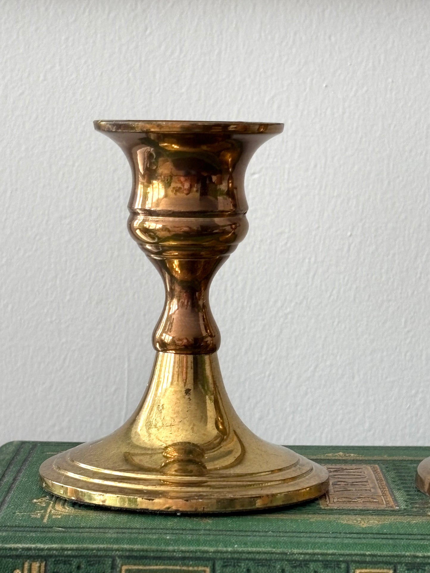 brass candle holders, set of two