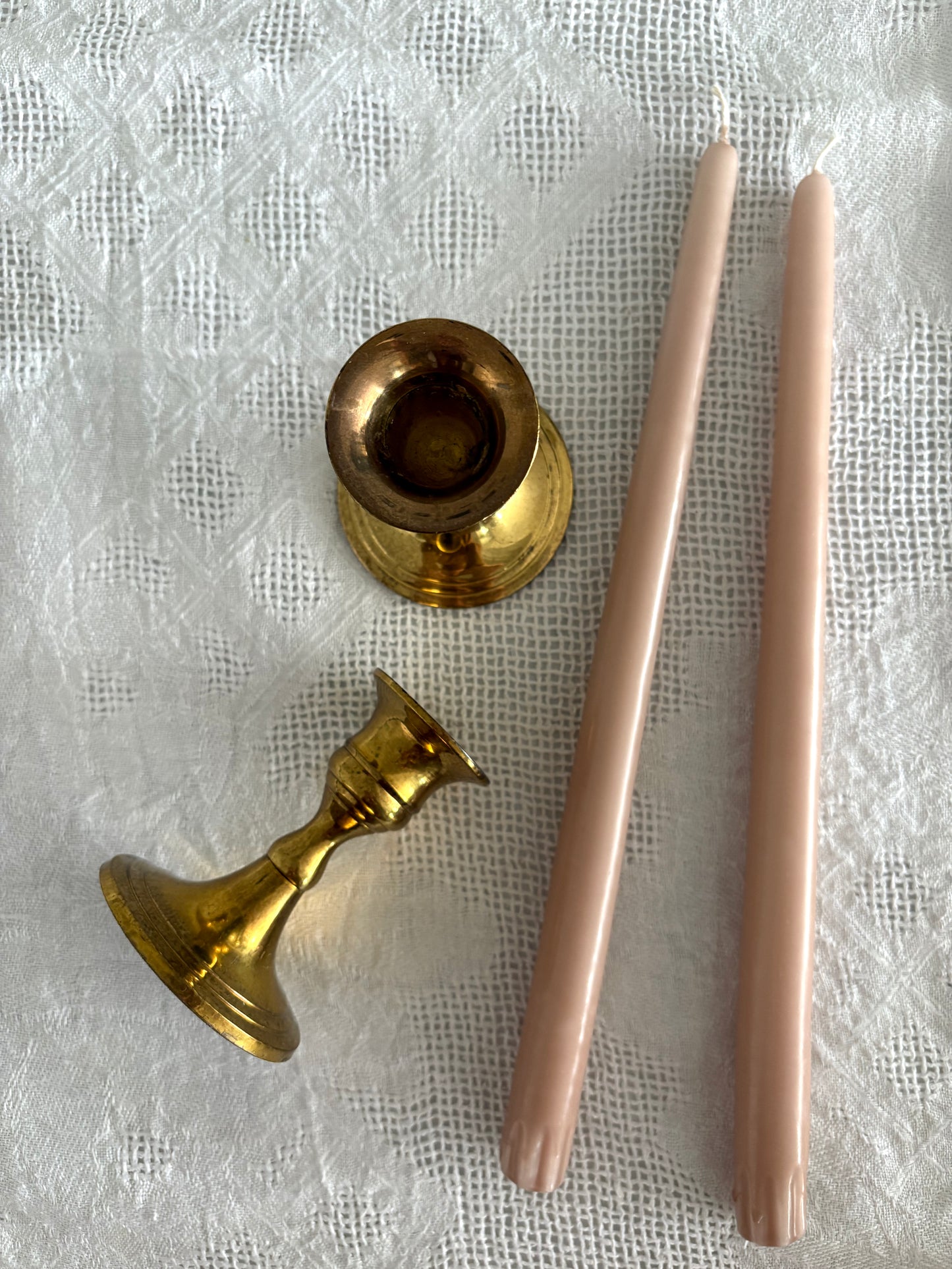 brass candle holders, set of two