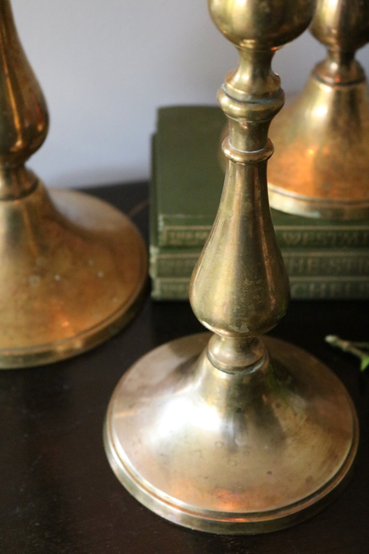 vintage brass candle holders, set of 3