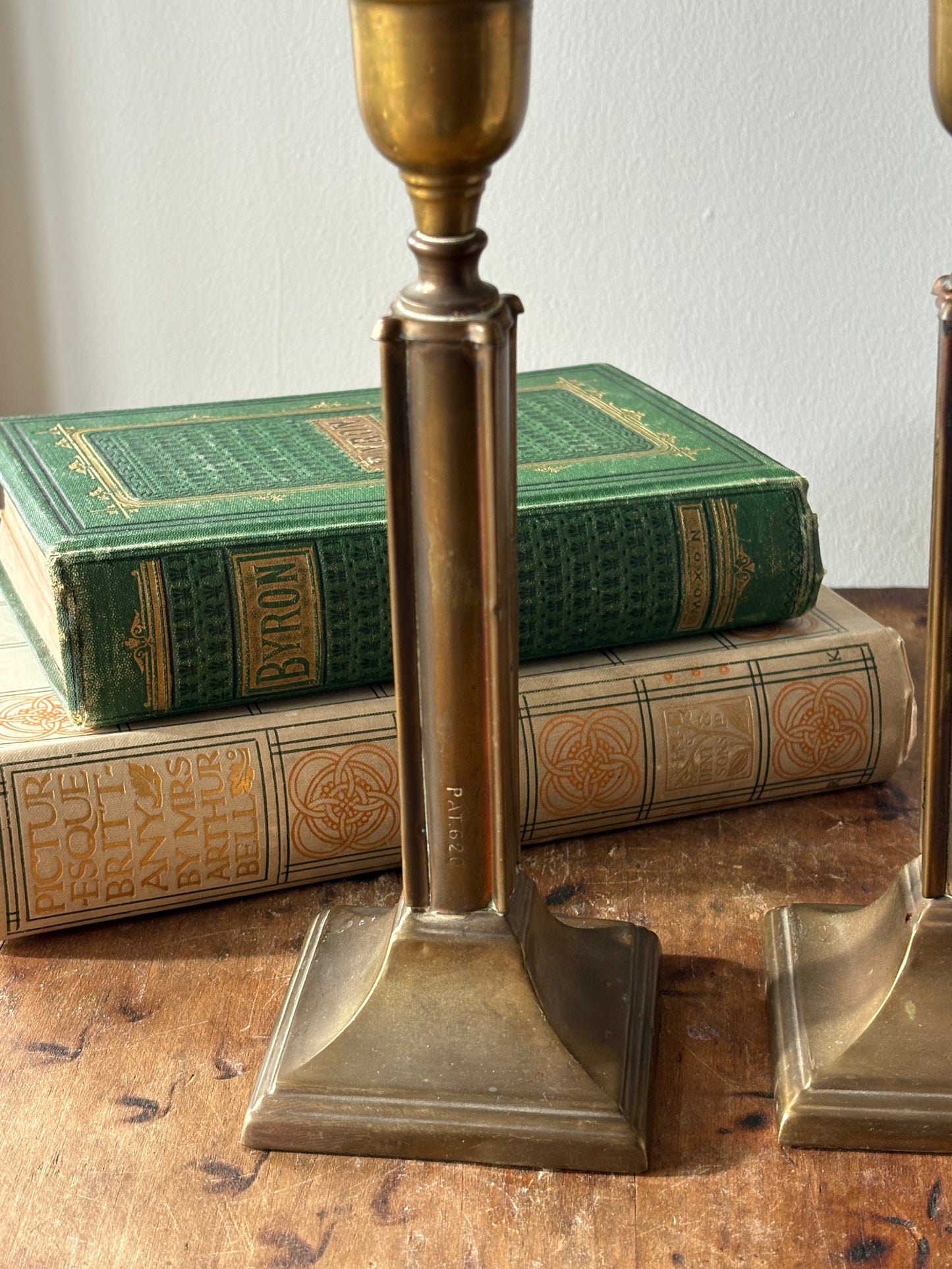 antique brass candlesticks, set of 2