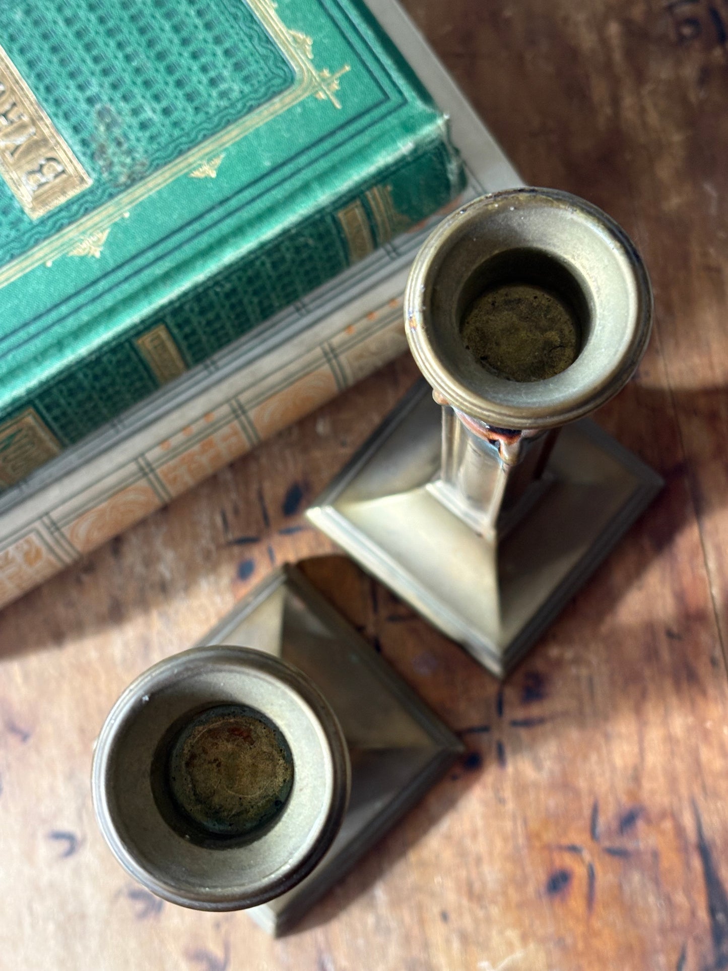 antique brass candlesticks, set of 2