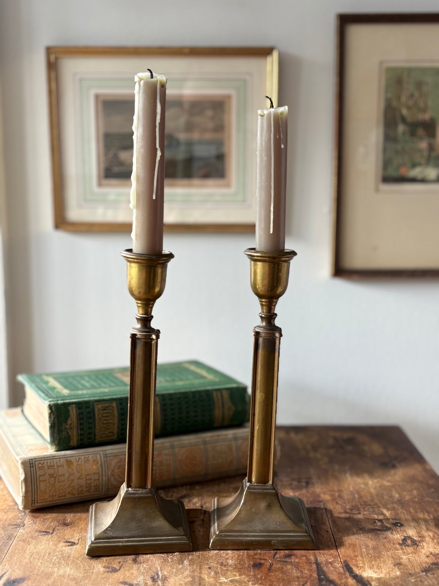 antique brass candlesticks, set of 2
