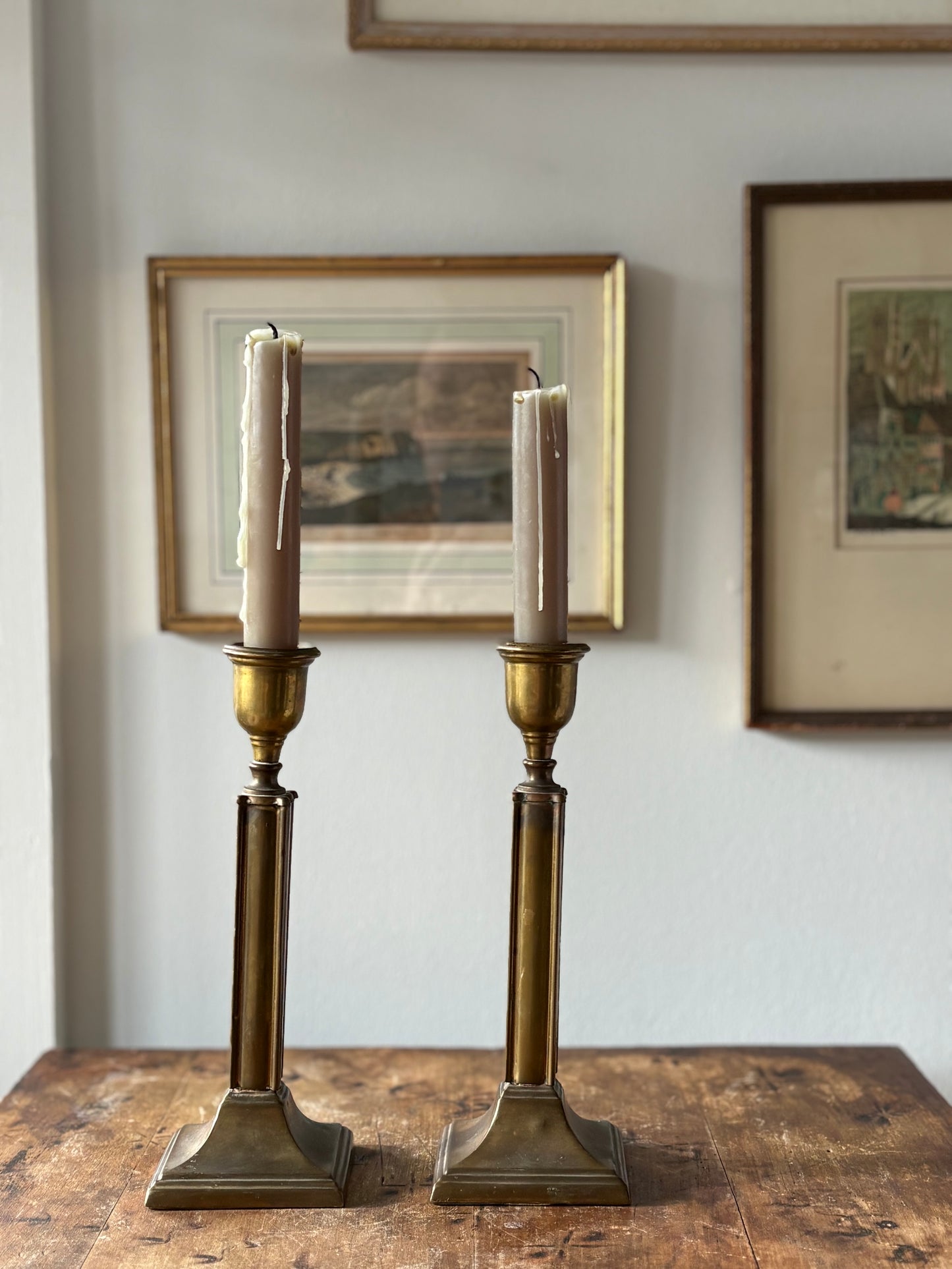 antique brass candlesticks, set of 2