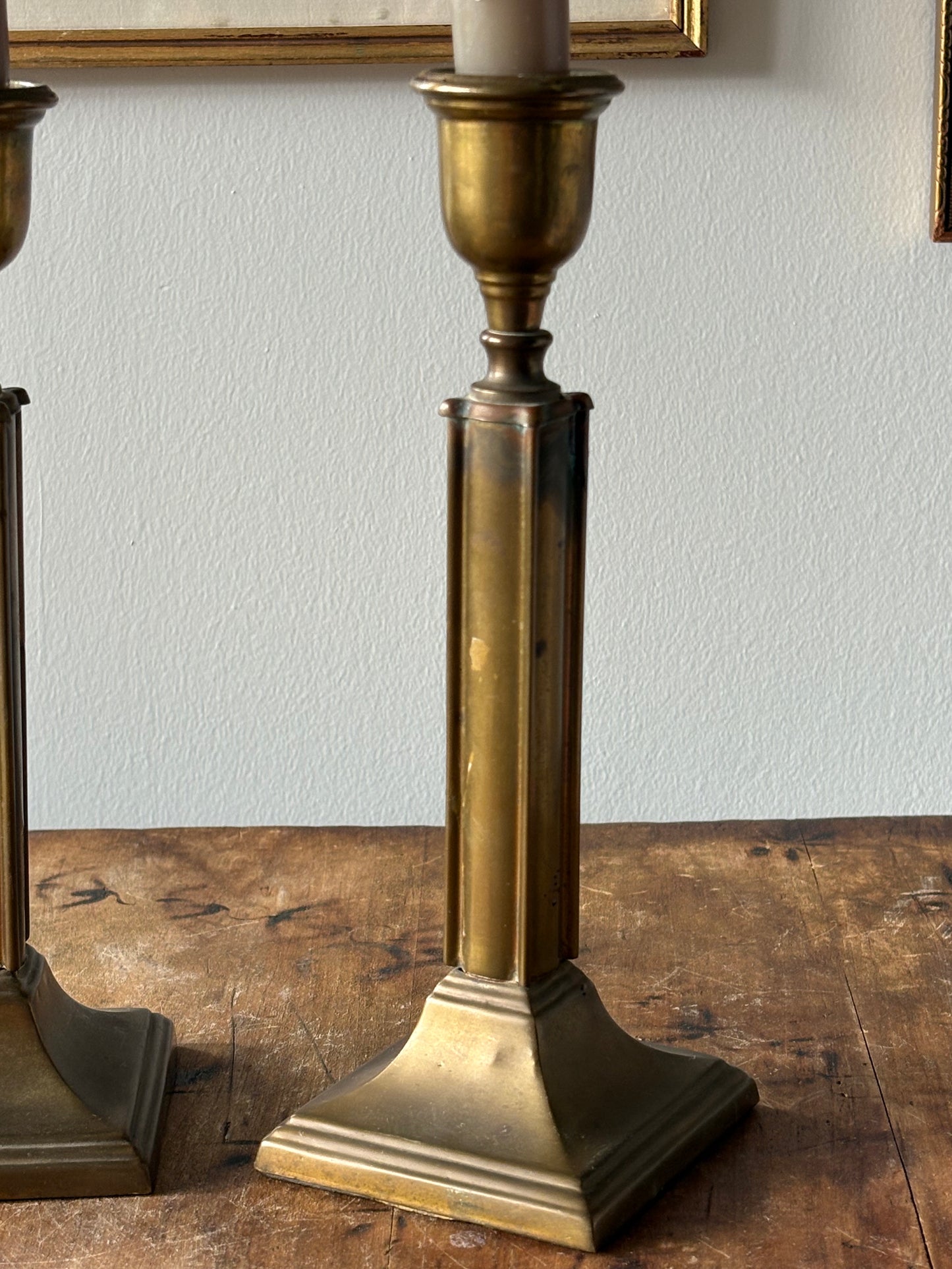 antique brass candlesticks, set of 2