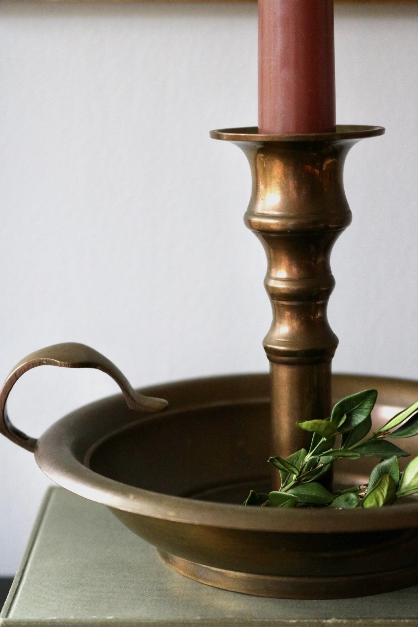 antique brass chamber stick candle holder