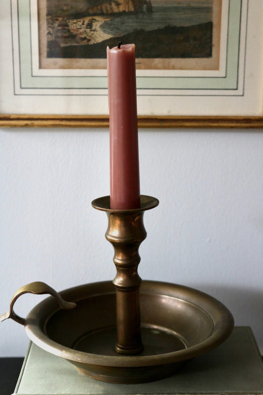 antique brass chamber stick candle holder